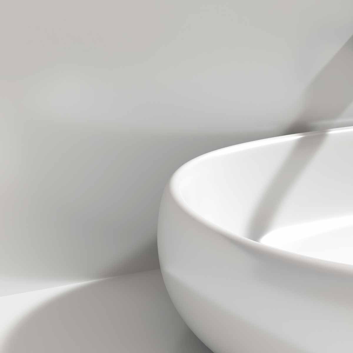 Freie Flächen statt Ablagen: Idee fürs kleine Bad