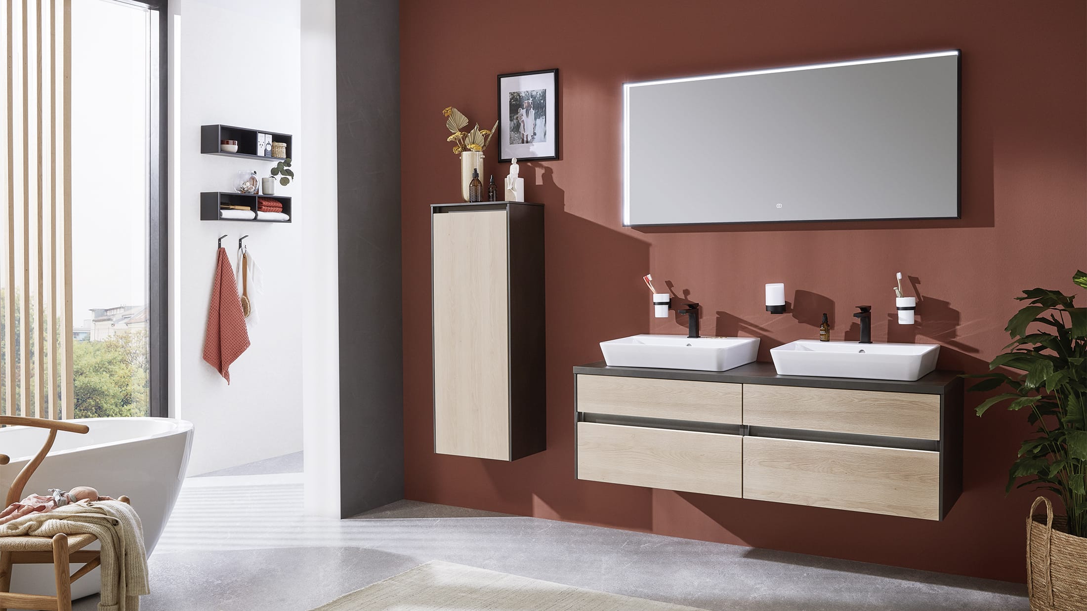 Laguna Pronto: Doppelwaschtisch in Holzoptik