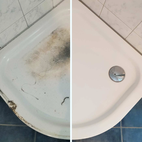 Shower tray resurfacing before and after – Shower tray as good as new