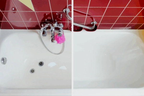 Badewanne vorher-nachher beschichtet