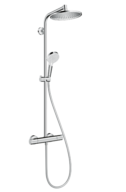 Duschsystem mit runder Kopfbrause, Handbrause und Thermostat